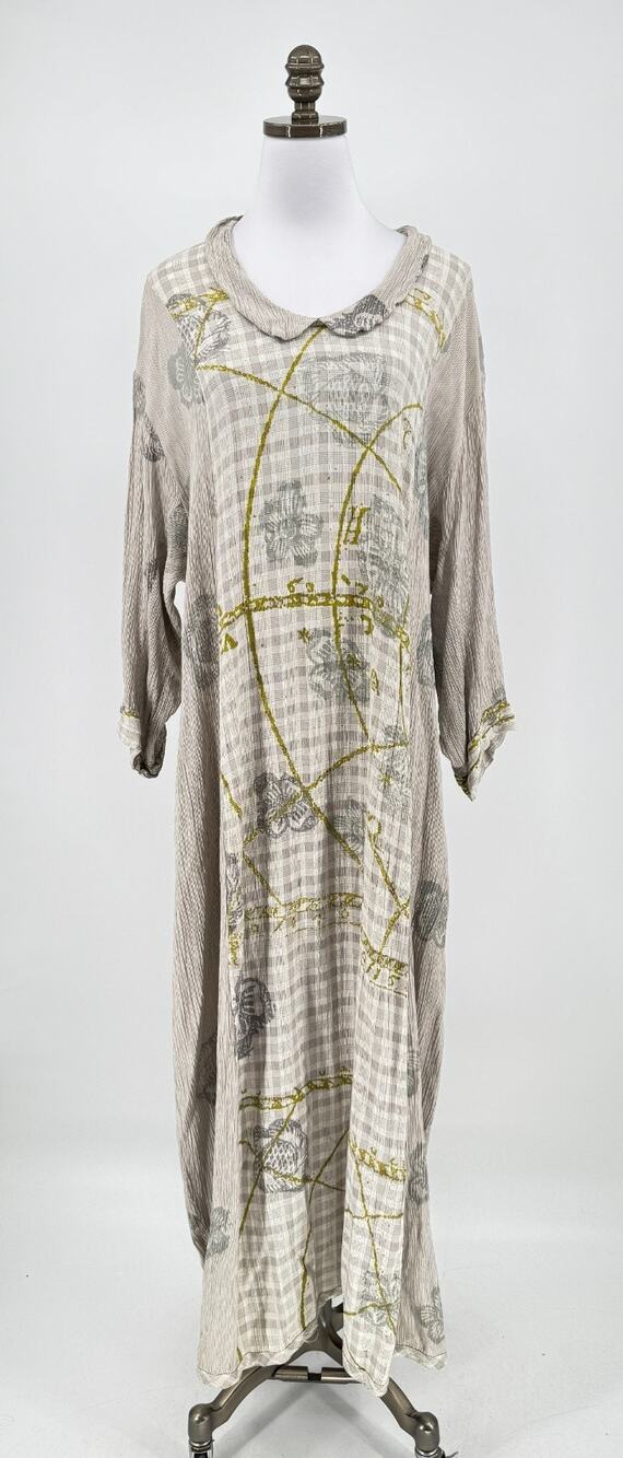 Vintage Visual Professional Art To Wear Taupe Multimedia Maxi Dress One Size